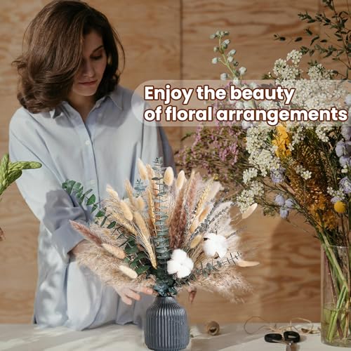 Handmade Dried Flower Bouquet - Pampas Grass, Eucalyptus & Cotton Stems - Boho Home Decor, Wedding Centerpiece, Floral Arr...