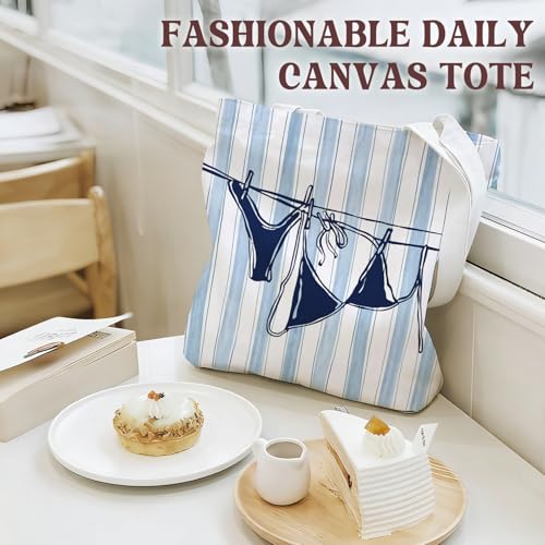 CFFJLHN Beachy Blue Coastal Tote Bag, Gifts for Women, Tote Bags for Women, Reusable Shopping Bags