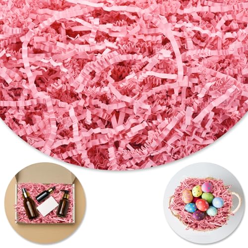 Darfukei Crinkle Paper Filler, Mother's Day Shredded Paper For Gift Baskets 1/2LB (8 oz) , Pink Valentine's Gifts Day Bask...