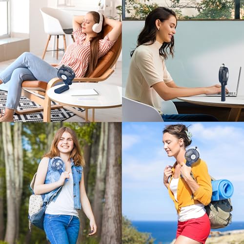 Portable Handheld Misting Fan, Nano-Mist Humidifier for Skincare & Makeup, 180° Foldable Desk Fan, Rechargeable Water Spra...