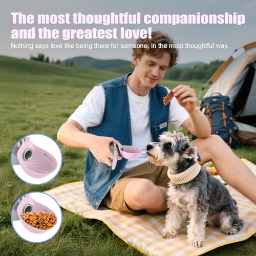 AOFANPET Portable Dog Water Bottle 10oz Stainless Steel Travel Dog Water Dispenser with Bowl No-Spill Puppy Water Bottle f...