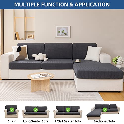 Eismodra Couch Cushion Covers Magic Stretch Sofa Slipcover for 3 Cushion Couch Dogs Pet L Shape 2 Seat Replacement Furnitu...