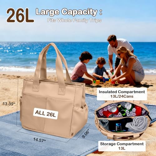 Odoland Soft Cooler Bag - Leakproof & Insulated, 2-in-1 Collapsible Design, Dry/Wet Separation, Large Soft Sided Cooler wi...