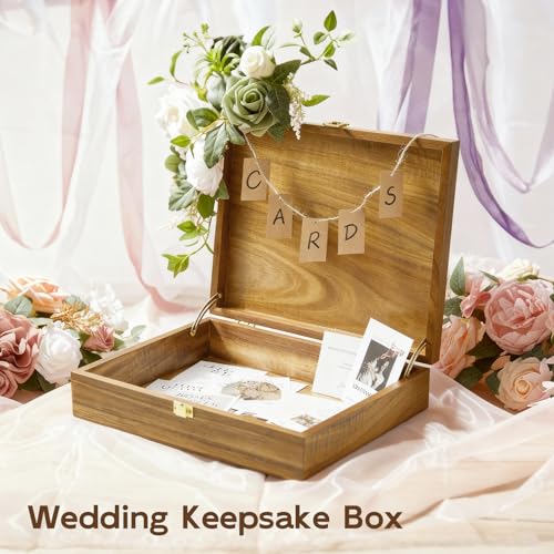 BWODYAY Acacia Wood Keepsake Box, Large Decorative Box, Memories Box with Lids, Wedding Keepsake Box, Jewelry Box, Prayer ...