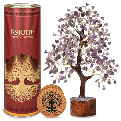 KSJONE Amethyst Crystal Tree of Life Handmade Feng Shui Bonsai Crystal Healing Money Tree | Boho Decor | Home Decor Trees ...