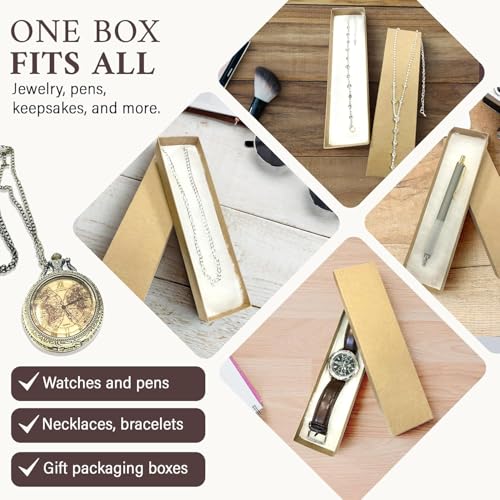 RJ Displays 20 Brown Kraft Cotton Jewelry Boxes – Small Gift Boxes for Jewelry, Bracelet and Necklace Storage, Anklet Pack...
