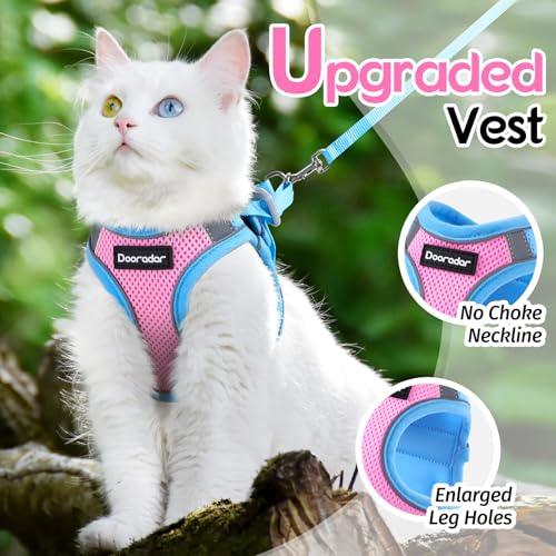 Dooradar Cat Harness and Leash Set, Escape Proof Lightweight Kitten Harness, Soft Breathable Reflective Vest for Outdoor W...
