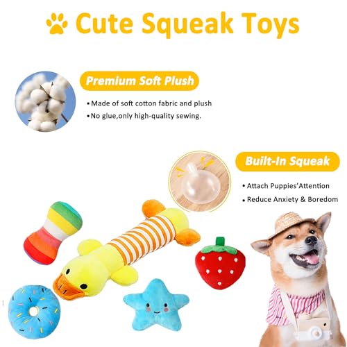 Aipper Dog Toys 25 Pack for Fun and Teeth Cleaning, Puppy Chew Toys Pack with Squeak Plush Toy,Squeaky Toy Balls,Tug of Wa...