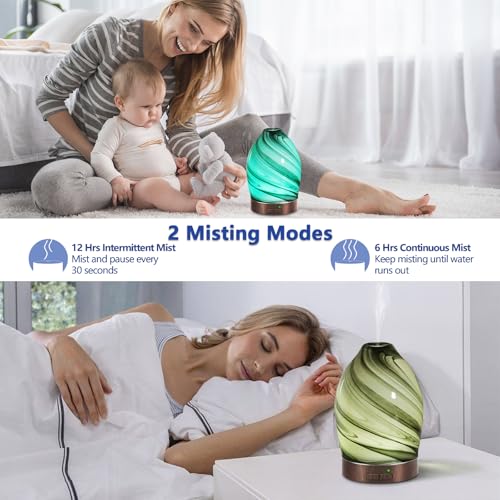 Essential Oil Diffuser Aromatherapy Diffuser -150ml Art Glass Aroma Diffuser for Home Ultrasonic Diffuser with Auto Shut-O...