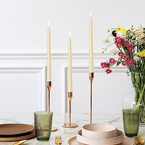 4 Pack Ivory Taper Candles - Taper Candles 10 Inch Dripless, Smokeless & Unscented - 8 Hours Long Burning - Hand Poured Ta...