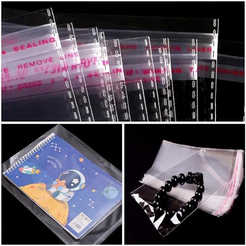 LonlyEagle 200 Pcs 5-1/2'' x 7-1/2'' Self Sealing Cellophane Bags，Clear Cellophane Cello Bags，Fit 5 X 7 Inch Cards Photos，...