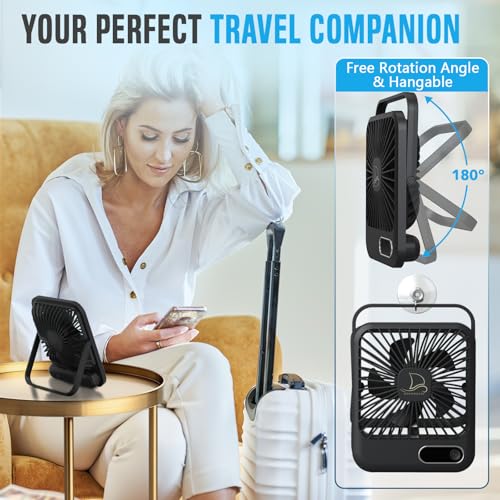 Small Travel Fan For Sleeping, USB-C Rechargeable Battery Powered Personal Mini Desk Fan for Office, Bedroom, Hotel Room -...