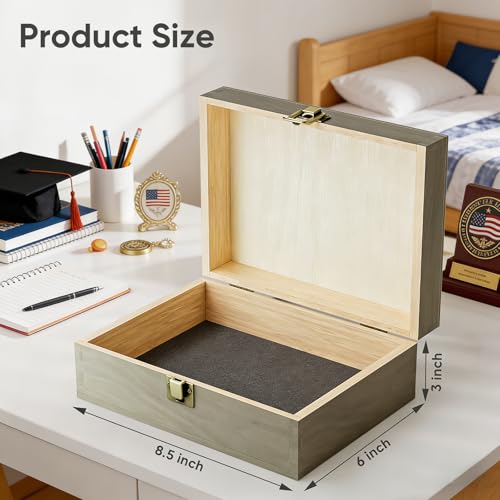 REMEIT Graduation Keepsake Box - Engraved Class of 2026 Wood Memory Box Congrats Grad Gift for Him Her, Perfect for Storin...