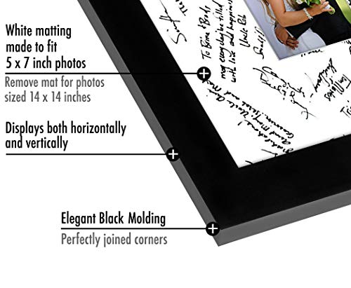 Americanflat 14x14 Wedding Signature Frame with Shatter-Resistant Glass - Use as 5x7 Frame with Mat or Display 14x14 Photo...