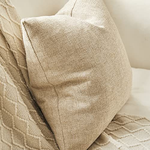 Anickal Set of 2 Linen Pillow Covers 20x20 Inch Rustic Square Decorative Throw Pillow Covers for Sofa Couch Farmhouse Home...