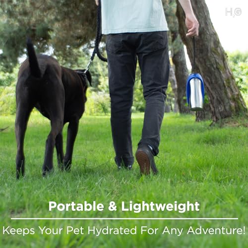 Portable Dog Water Bottle, 24 oz, Stainless Steel, Convenient Pet Water Dispenser, Collapsible Travel Bowl, Walking, Hikin...