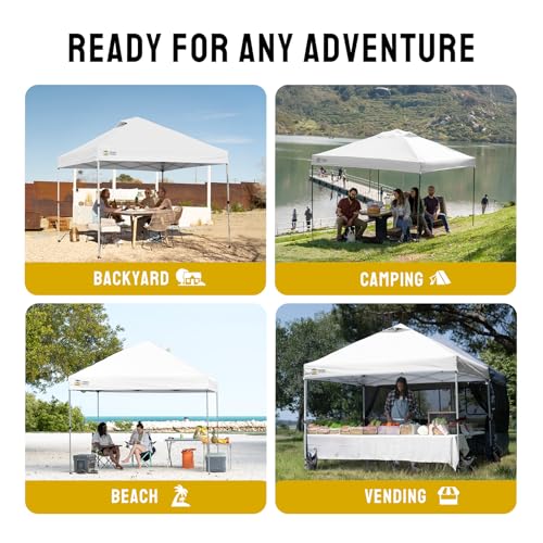 CROWN SHADES 10x10 Pop Up Canopy, Patented Center Lock One Push Tent Canopy, Newly Designed Storage Bag, 8 Stakes, 4 Ropes...