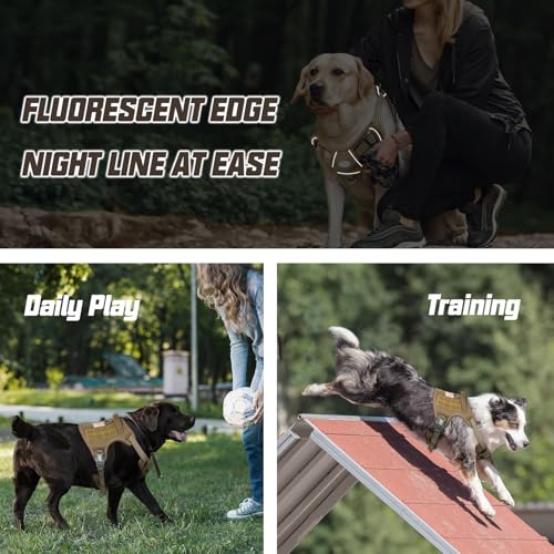Auroth Tactical Dog Harness for Large Dogs No Pull Adjustable Pet Harness Reflective K9 Working Training Easy Control Pet ...