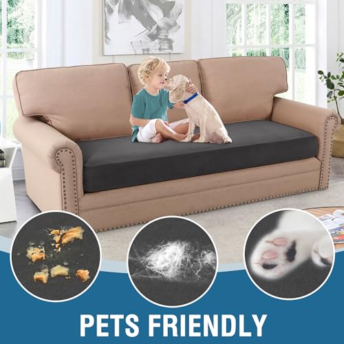 H.VERSAILTEX Fleece Couch Cushion Covers Stretch Couch Covers for 3 Cushion Couch Sofa Thick and Soft Couch Covers Washabl...