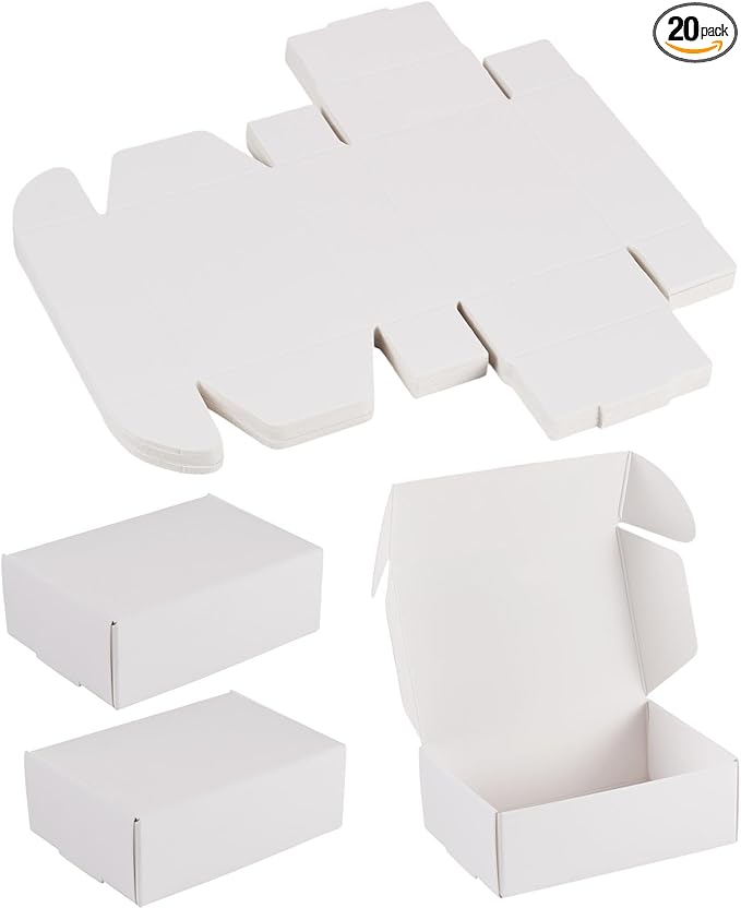 Craftdady 20pcs White Shipping Boxes 3.26"x2.36"x1.18" Foldable Paper Mailer Boxes for Small Business Small Gift Packaging...