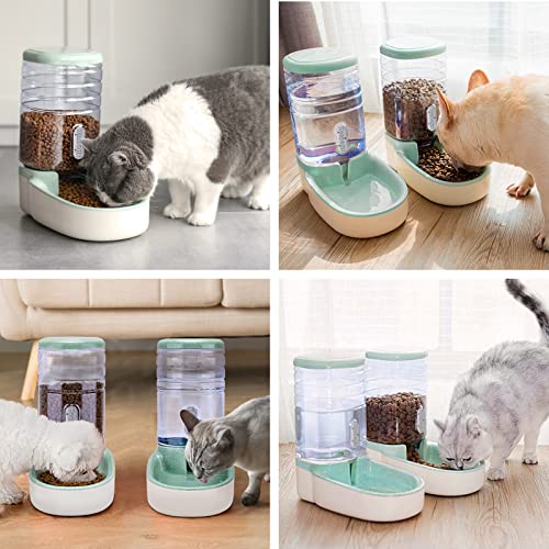 Kacoomi Automatic Dog Cat Feeder and Water Dispenser Gravity Food Feeder and Waterer Set with Pet Food Bowl for Small Medi...