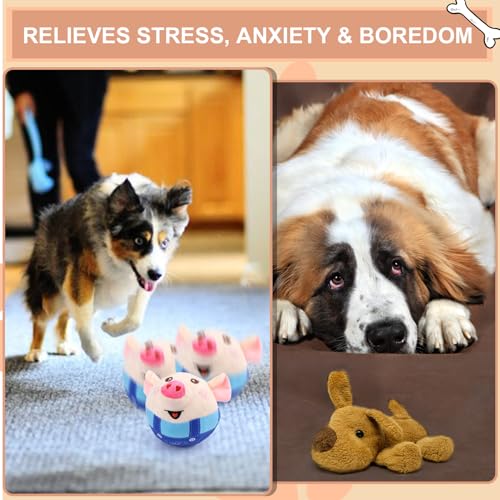 BABORUI Interactive Dog Toys Pig, Jumping Squeaky Dog Toys with Recording and Music Modes, Rechargeable Moving Dog Chew To...