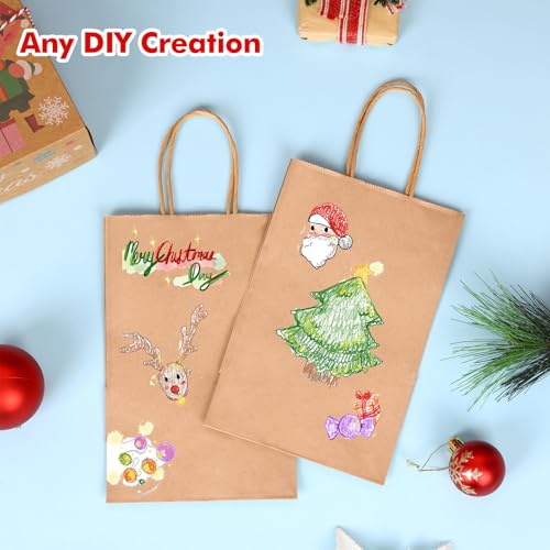 OUTUXED 150pcs Brown Paper Gift Bags, 5.25x3.2x8in Small Paper Bags with Handles Bulk for Shopping, Birthday, Wedding, Mer...
