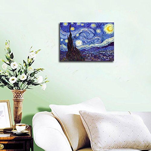 Wieco Art Starry Night Canvas Print of Van Gogh Oil Paintings Reproduction Modern Canvas Print Artwork Abstract Landscape ...