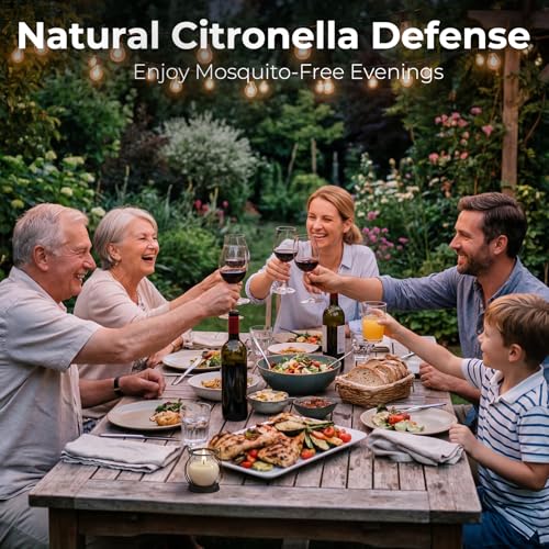 Citronella Candles Outdoor 3 Pack, DEET-Free Soy Wax Candles with Upgraded Metal Lantern Design, Long Burning Lemongrass C...
