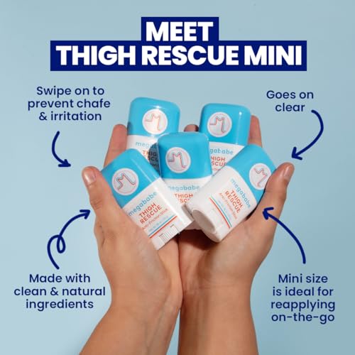 Megababe Thigh Rescue Anti-Chafe Stick Mini | Travel size, great for on-the-go | Prevents skin chafe & irritation | Thigh...