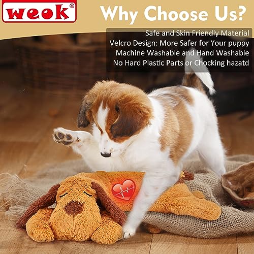 WEOK Heartbeat Puppy Toy, Comfort Cuddler Pillow, Dog Anxiety Relief Calming Aid,Heartbeat Stuffed Toy for Dogs,Puppy Hear...