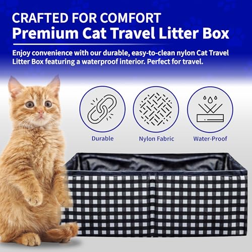 Pet Fit For Life - Vibrant Collapsible Travel Cat Litter Box - Portable, Foldable, Compact Design with Bonus Water Bowl - ...