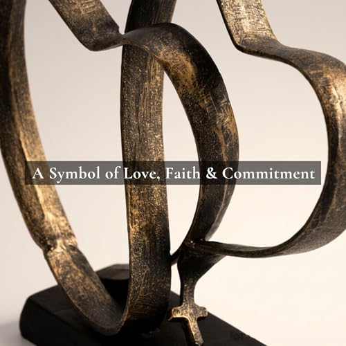 DCAPILLA Wedding Anniversary Couples Gift - Two Hearts and Cross Iron Sculpture, Heart Decoration Gift for Her and Him, 1s...