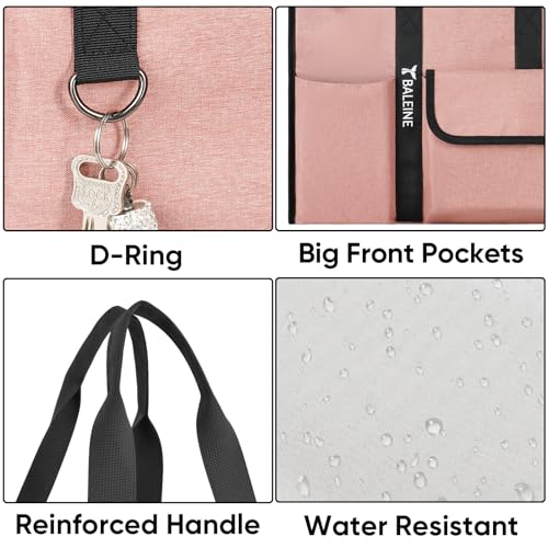 BALEINE Large Utility Tote Bag with Reinforced Bottom, Multi Pockets Foldable Tote Bag for Nurse, Travel, Work