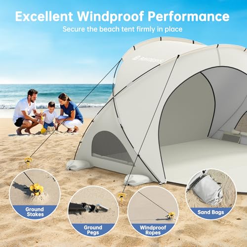 Raynesys Beach Tent Sun Shelter, Beach Shade Tent with UPF50+ UV Protection, Sun Shelter for 1-3 Person, Beaches Shade wit...