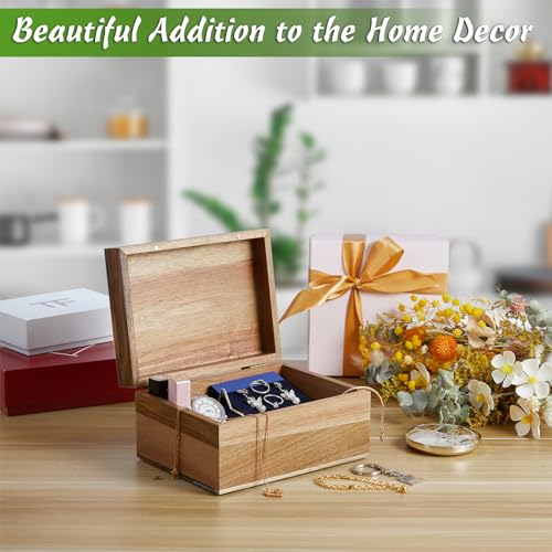 DRASTAR Keepsake Box, Acacia Wood Memory Box with Hinged Lids, Wooden Jewelry Box, Small Storage Box,3x5, 4x6 Decorative C...
