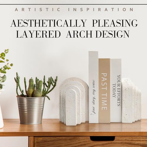 Heavy Duty Book Ends for Shelves, Decorative Book Stopper for Shelves, Resin Decor Bookends for Heavy Books, Modern Home D...