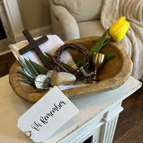 Oh Remember Kit - Easter Resurrection Symbols Decor Tray Set with Wooden Prayer Bowl & Crown of Thorns, Christian Faith Di...