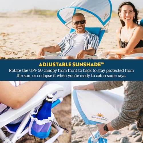 GCI Outdoor Sunshade Backpack Beach Chair | Reclining Folding Canopy Chair with Durable Armrests, Drink Holder & Carry Str...
