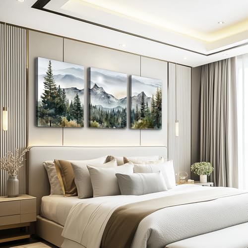 MHARTK66 Wall Art for Living Room Modern Wall Decor for Bedroom Office Decor Abstract Mountain Forest Landscapes Ink Paint...