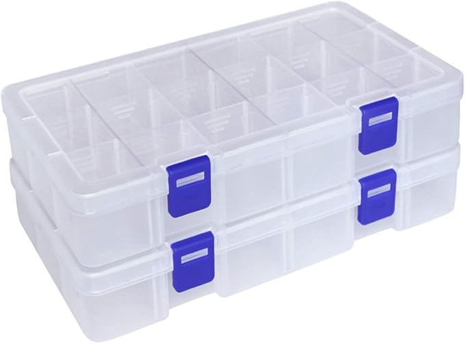 DUOFIRE Plastic Organizer Container Storage Box Adjustable Divider Removable Grid Compartment for Jewelry Beads Earring To...