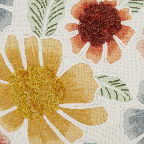 SARO LIFESTYLE Beautiful Embroidered Floral Pillow Cover, 20"x20", Multi