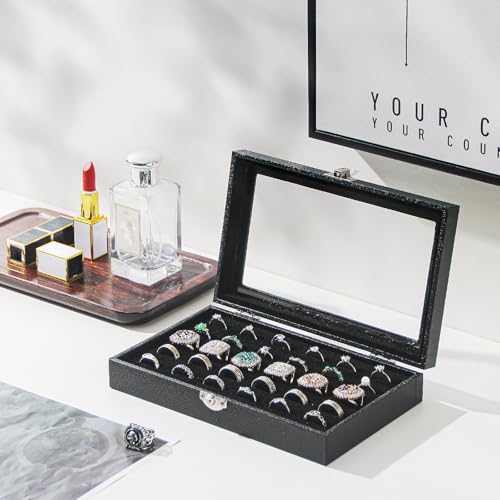 Kanwoder Ring Organizer Box for Jewelry,Rings Cufflinks Storage Case,Small Jewelry Box for Travel, Pretty Gifts for Girls,...