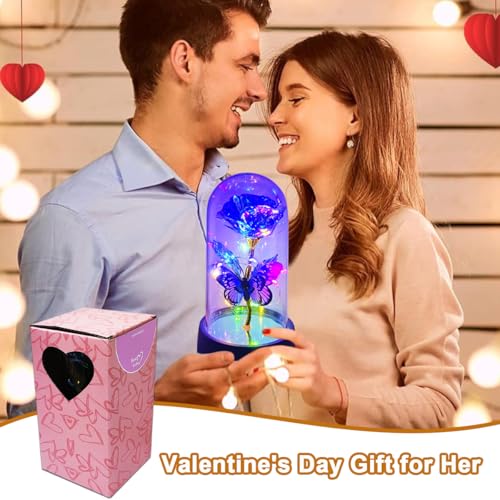 JZILU Forever Rose for Women Mom Wife,Mothers Day Forever Rose Gift Ideas,Galaxy Rose Flower Light Up in Glass Dome, Etern...