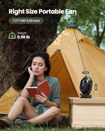 Gaiatop Portable Camping Fan with LED Lantern, 360°Rotation and Clip on for Desk, 4000mAh USB Rechargeable Battery Powere...
