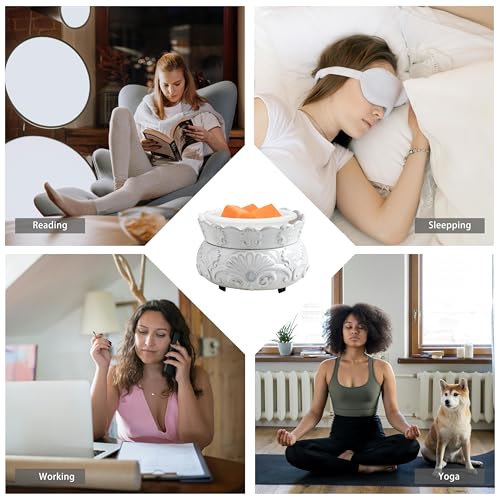 ASAWASA Ceramic Candle Wax Warmer with 1 pc Silicone Dish, 3-in-1 Wax Melter Burner for Kitchen Home Spa Yoga Gift (White)