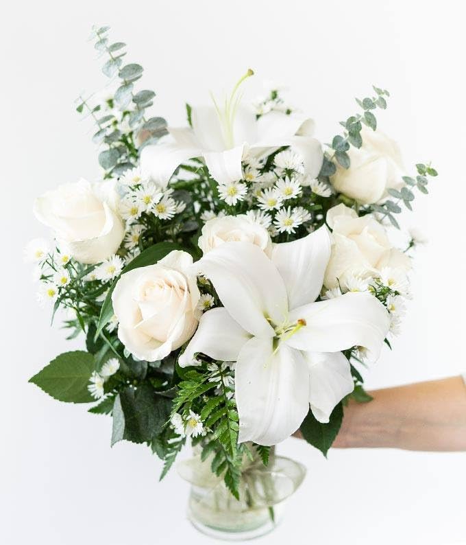 From You Flowers - With All Our Sympathy Lily Arrangement with Glass Vase | Fresh Flower Bouquets for Birthday, Anniversar...