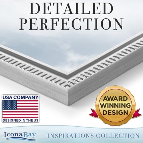 Icona Bay - 8x10 Silver Picture Frame - Beautifully Detailed Molding - Contemporary Picture Frame - Wall Mount or Table To...