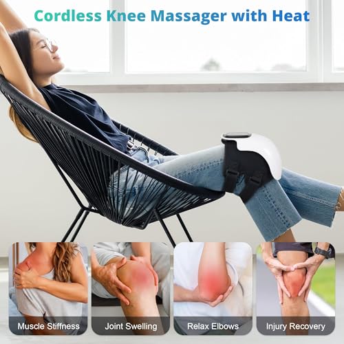 Medcursor Knee Massager, Cordless Heated Knee Massager with 3 Heating Levels, 3 Vibration Modes, LED Screen & Adjustable S...