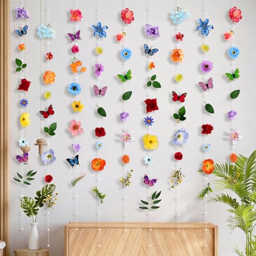5pcs 36 ft Flower Garland Artificial Hanging Wildflower Garland Fake Silk Flower Vines Floral Garlands with Butterfly for ...